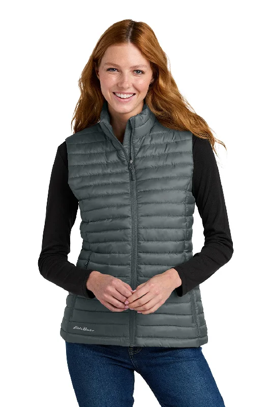 Wandering freely Eddie Bauer Womens Packable Quilted Water Resistant Full Zip Vest - Metal Grey - New