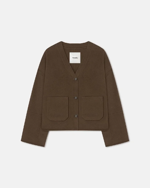 Comfortable and simple Dodie - Double Wool And Silk Blend Jacket - Chocolate Chip