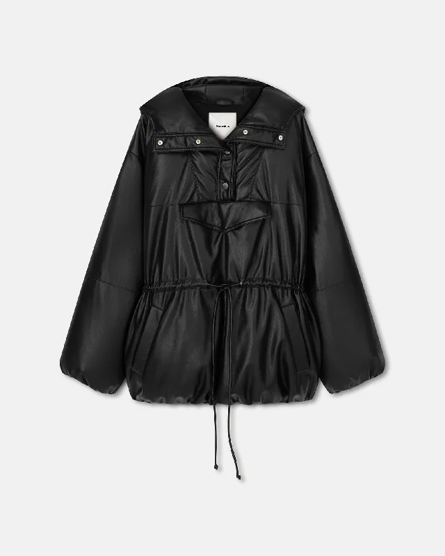 Design Perception Osana - Okobor™ Alt-Leather Belted Puffer - Black