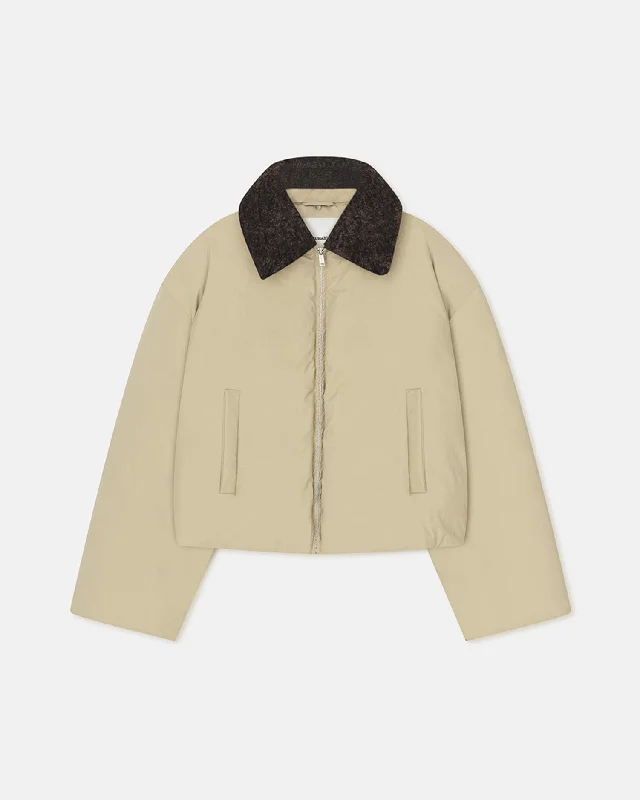 Summer Comfort Zacharie - Faux Fur and Tech Nylon Jacket - Sage/Black