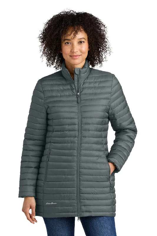 Customized Version Eddie Bauer Womens Packable Quilted Water Resistant Full Zip Jacket - Metal Grey - New