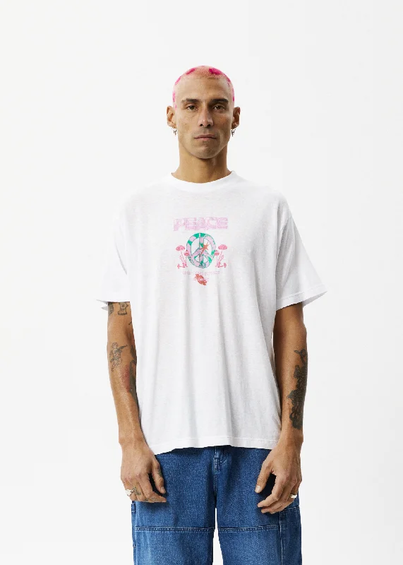 Chic Lounge AFENDS Mens Peace - Boxy Graphic T-Shirt - White