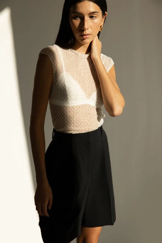 Alice style SLEEVELESS DOTTED MESH TOP