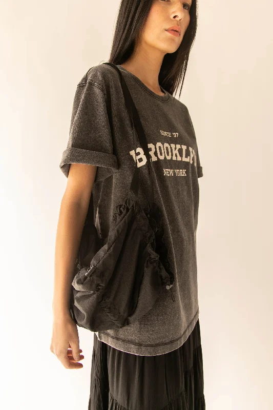 Street Letter Style NYLON DRAWSTRING BACKPACK