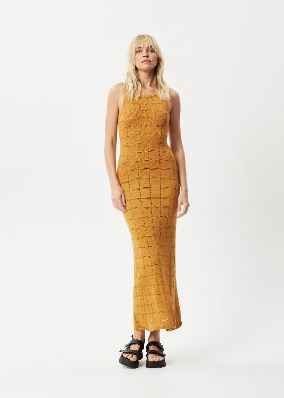 Versatile Style AFENDS Womens Femme - Knit Maxi Dress - Mustard