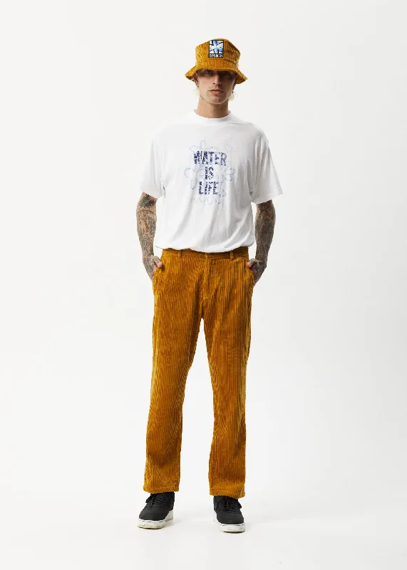 Sporty Elegance AFENDS Mens Waterfall Ninety Twos - Corduroy Relaxed Pants - Mustard Sporty Elegance AFENDS Mens Waterfall Ninety Twos - Corduroy Relaxed Pants - Mustard