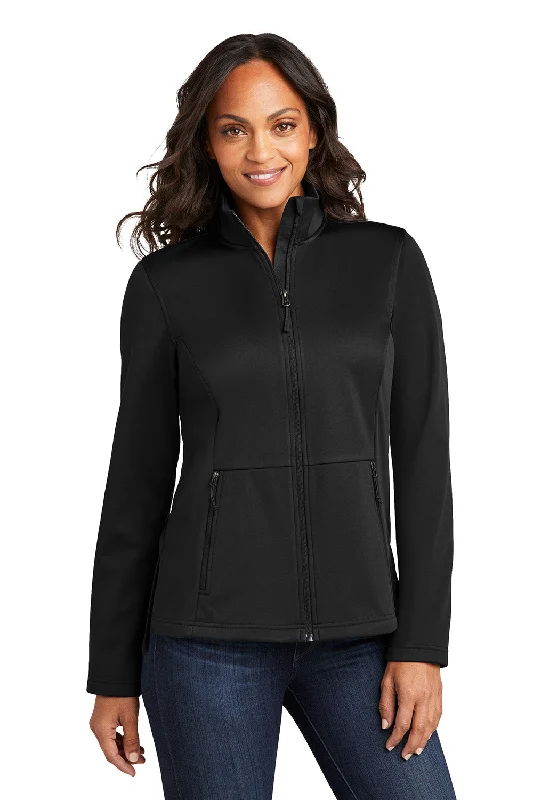 Letter embroidery Port Authority Womens Water Resistant Flexshell Full Zip Jacket - Deep Black - New