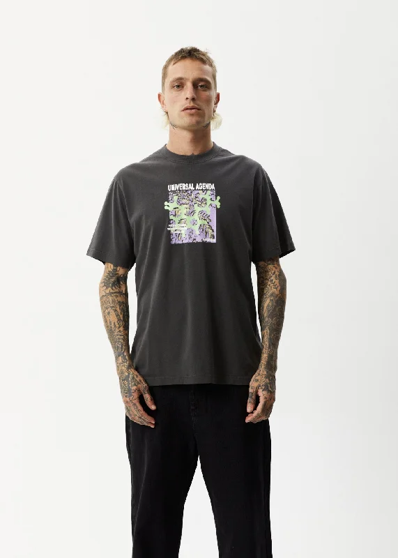 New Design AFENDS Mens Universal - Retro Graphic T-Shirt - Stone Black