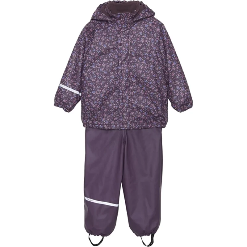Luxury and fashionable CeLaVi Rainwear Set w. Fleece Plum Perfect
