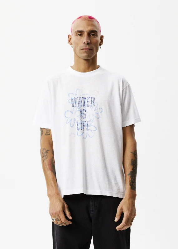 Printed Patterns AFENDS Mens Waterfall - Boxy Graphic T-Shirt - White
