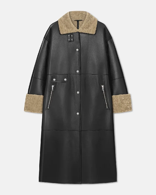 Urban Comfort Liesel - Bonded Shearling Coat - Cornstalk/Black