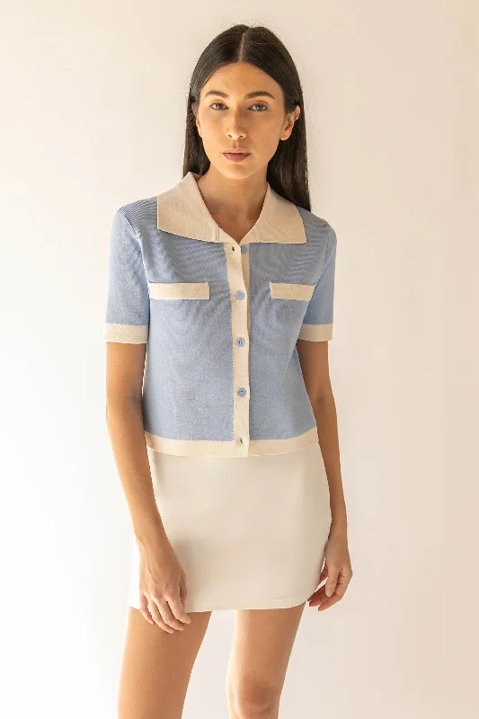 Effortless Wear CONTRAST TRIM POLO SWEATER