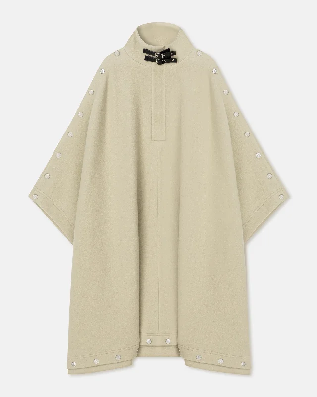 Trendy and versatile Wita - Studded Felted Wool Cape - Oat