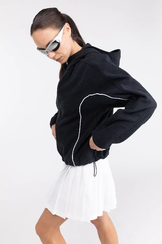 Warm Wear FLEECE ZIP-UP HOODIE WITH CONTRAST PIPING