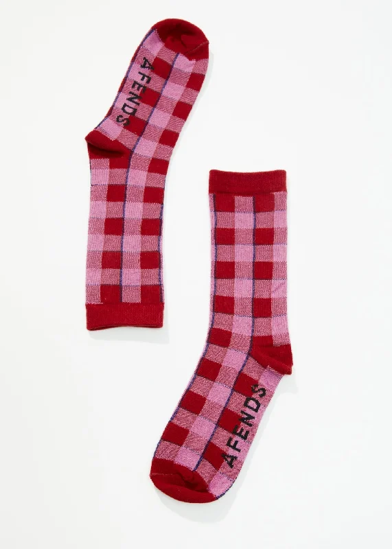 Personalized Wear AFENDS Unisex Sunset - Crew Socks - Deep Red