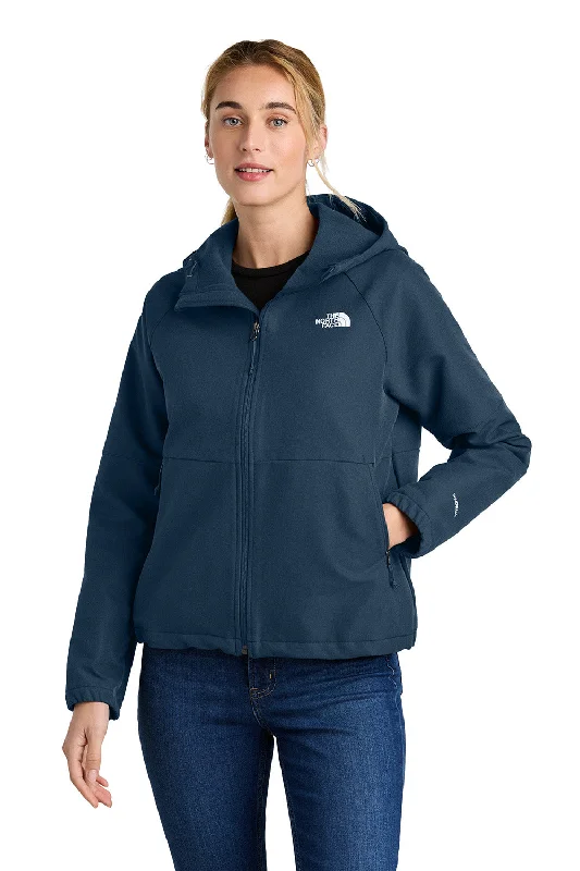 Free Design The North Face Womens Barr Lake Water Resistant Soft Shell Full Zip Hooded Jacket - Heather Dark Shady Blue - New Free Design The North Face Womens Barr Lake Water Resistant Soft Shell Full Zip Hooded Jacket - Heather Dark Shady Blue - New