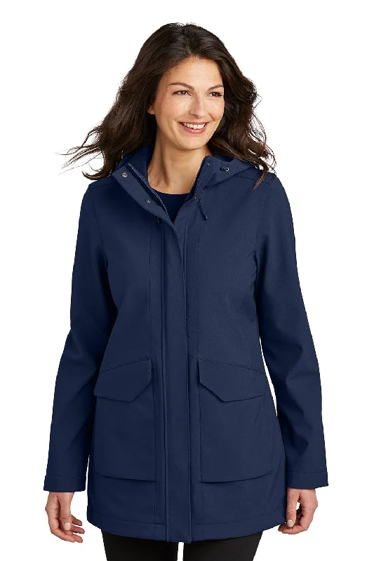 Fashion Comfort Port Authority Womens Collective Outer Water Resistant Soft Shell Full Zip Hooded Parka - River Navy Blue - New Fashion Comfort Port Authority Womens Collective Outer Water Resistant Soft Shell Full Zip Hooded Parka - River Navy Blue - New
