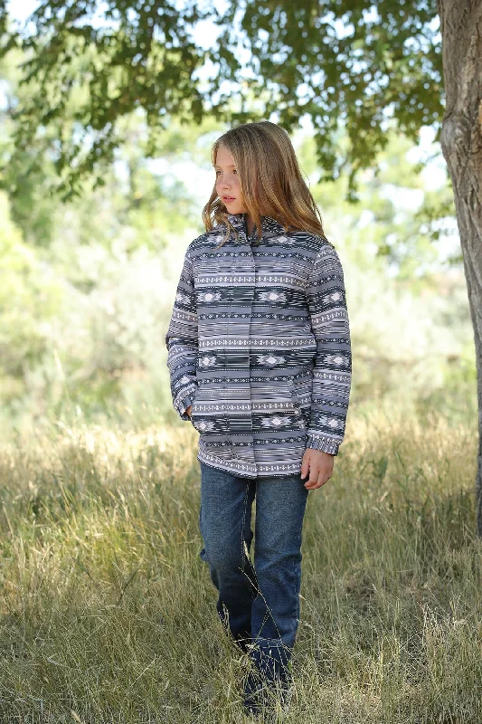 Lazy Style Girl's Cinch Aztec Hooded Coat #CWJ8680001GRY