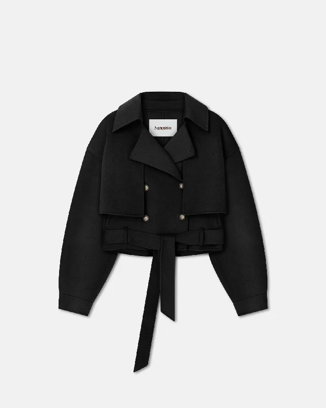 Comfortable Tops Satoyo - Wool And Silk-Blend Jacket - Black