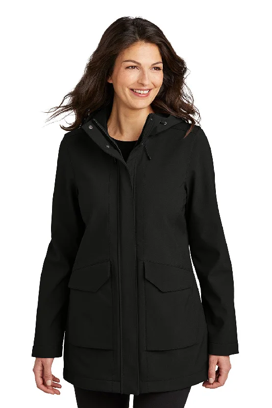 Retro Style Port Authority Womens Collective Outer Water Resistant Soft Shell Full Zip Hooded Parka - Deep Black - New Retro Style Port Authority Womens Collective Outer Water Resistant Soft Shell Full Zip Hooded Parka - Deep Black - New