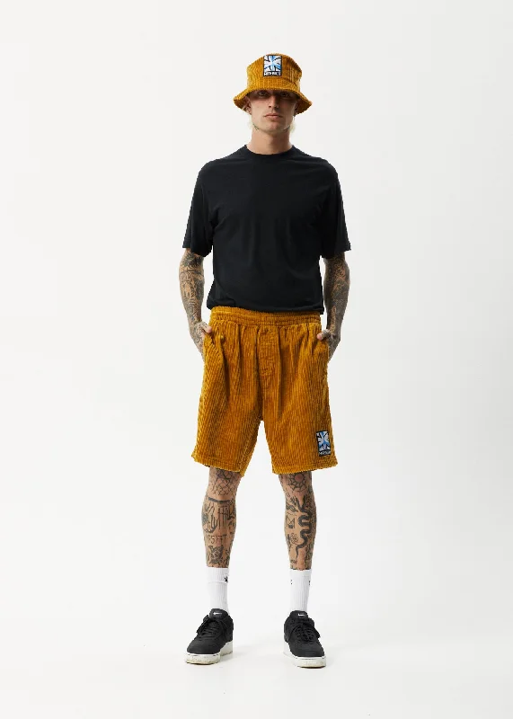 Cozy Fit AFENDS Mens Waterfall Ninety Eights - Corduroy Elastic Waist Shorts - Mustard Cozy Fit AFENDS Mens Waterfall Ninety Eights - Corduroy Elastic Waist Shorts - Mustard