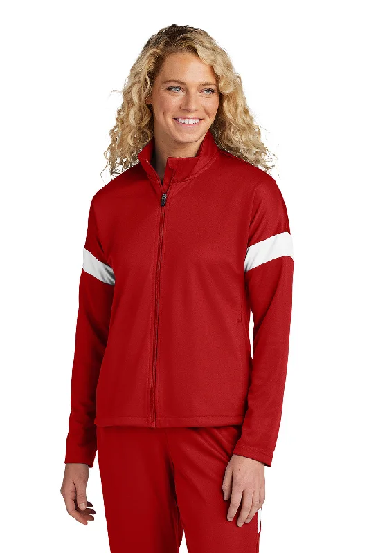 Everyday Style Sport-Tek Womens Moisture Wicking Travel Full Zip Jacket - Deep Red/White - New Everyday Style Sport-Tek Womens Moisture Wicking Travel Full Zip Jacket - Deep Red/White - New