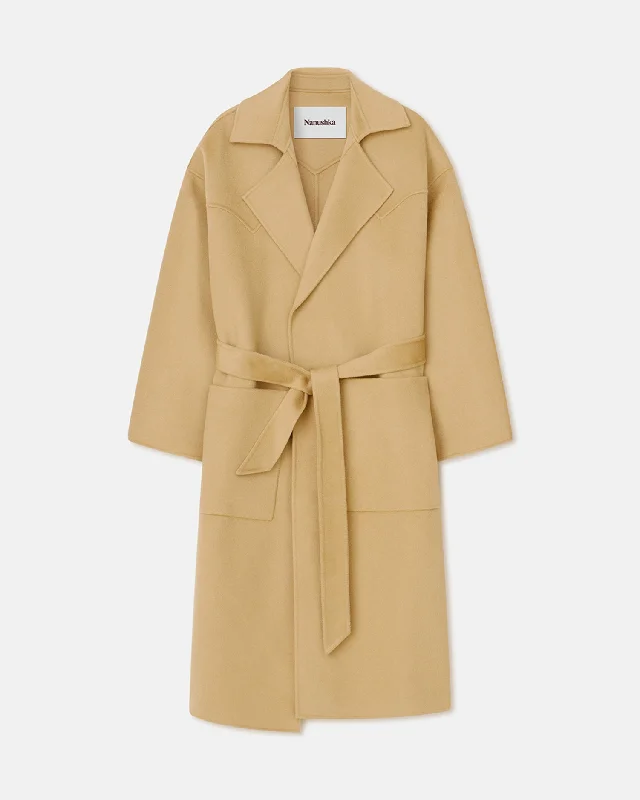 Sports Functional Style Alamo - Wool Silk Blend Robe Coat - Sun Yellow
