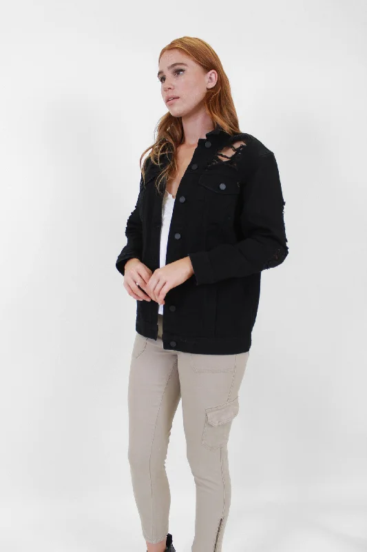 Relaxed Chic Total Destruction Oversized Denim Jacket