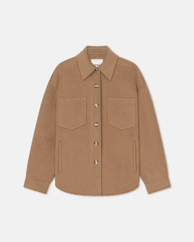 Casual And Casual Perth - Double Wool Silk Overshirt - Camel