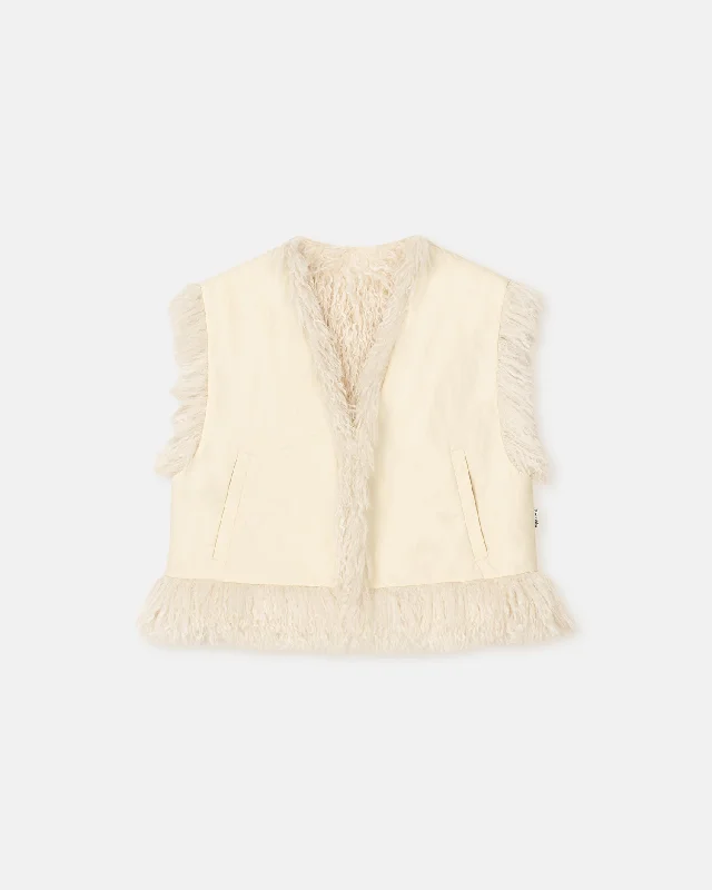 Celebrity Style Xylia - Faux Racka Fur Vest - Creme