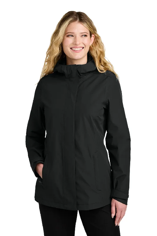 Sports Tights Port Authority Womens C-FREE Water Resistant Full Zip Hooded Rain Jacket - Deep Black - New Sports Tights Port Authority Womens C-FREE Water Resistant Full Zip Hooded Rain Jacket - Deep Black - New