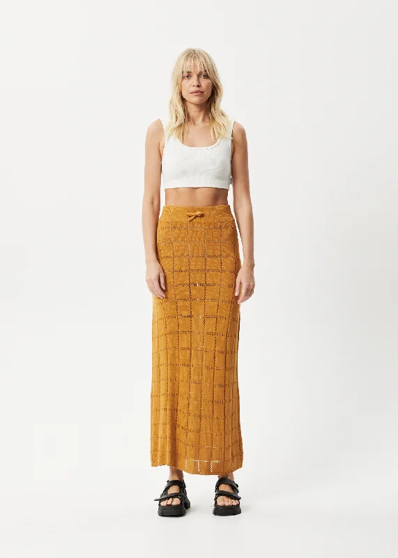 Leisure And Entertainment AFENDS Womens Femme - Knit Maxi Skirt - Mustard