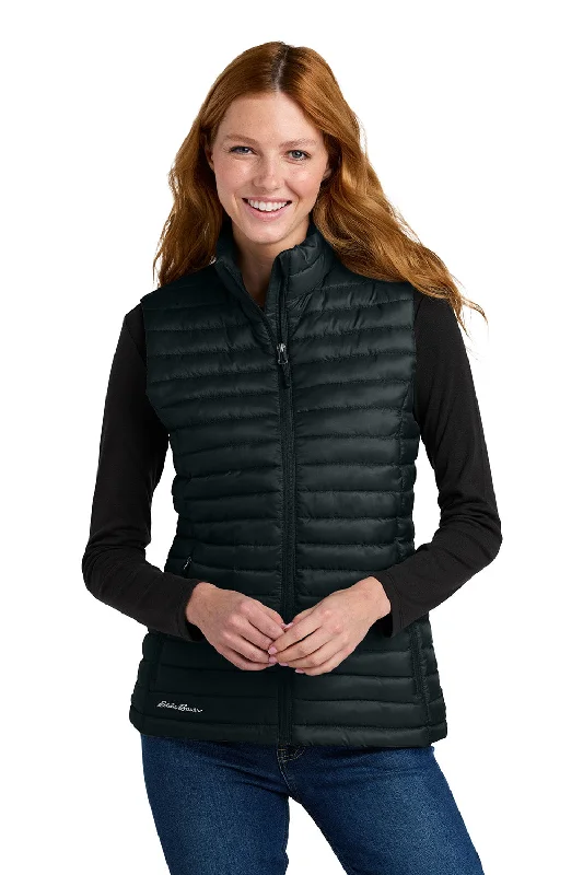 Noble Temperament Eddie Bauer Womens Packable Quilted Water Resistant Full Zip Vest - Black - New