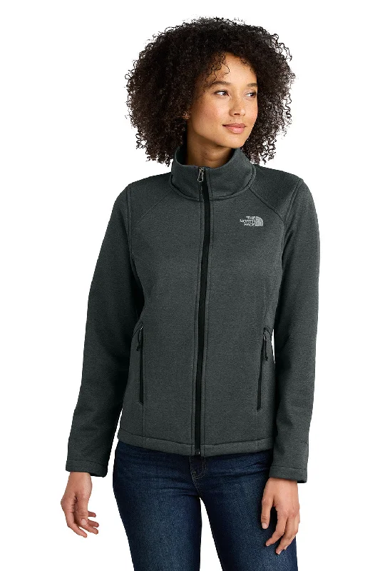 Soft Fashion The North Face Womens Ridgewall Wind & Water Resistant Soft Shell Full Zip Jacket - Heather Dark Grey - New Soft Fashion The North Face Womens Ridgewall Wind & Water Resistant Soft Shell Full Zip Jacket - Heather Dark Grey - New