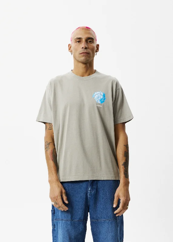 Celebrity Style AFENDS Mens Whirlwood - Boxy Graphic T-Shirt - Olive