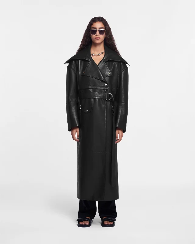 Fashion Trend Mariella - Regenerated Leather Biker Coat - Black