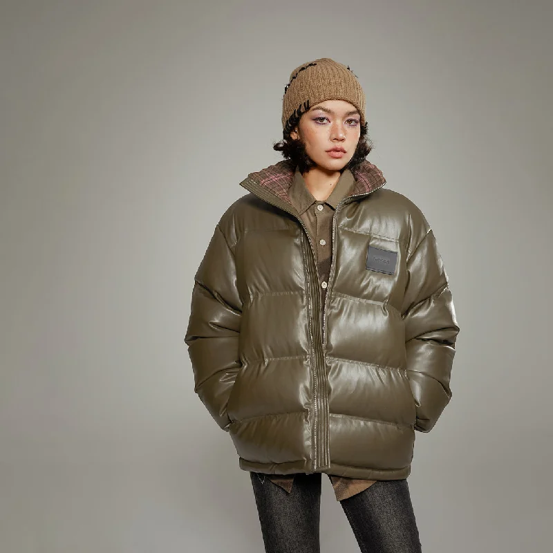 Fashion Concept Leather Loose Fit Short Padded Jacket