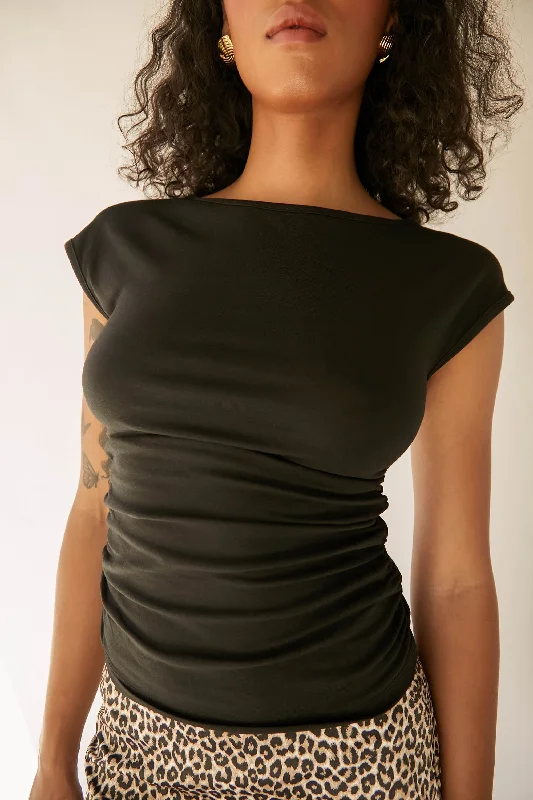 Lounge Wear BOAT NECK TOP WITH RUCHING