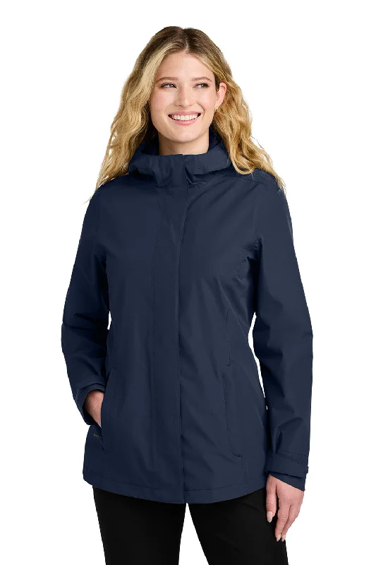 Cool Style Port Authority Womens C-FREE Water Resistant Full Zip Hooded Rain Jacket - True Navy Blue - New Cool Style Port Authority Womens C-FREE Water Resistant Full Zip Hooded Rain Jacket - True Navy Blue - New