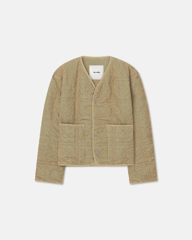 Creative Style Adara - Quilted Tech-Velvet Jacket - Iridescent Khaki