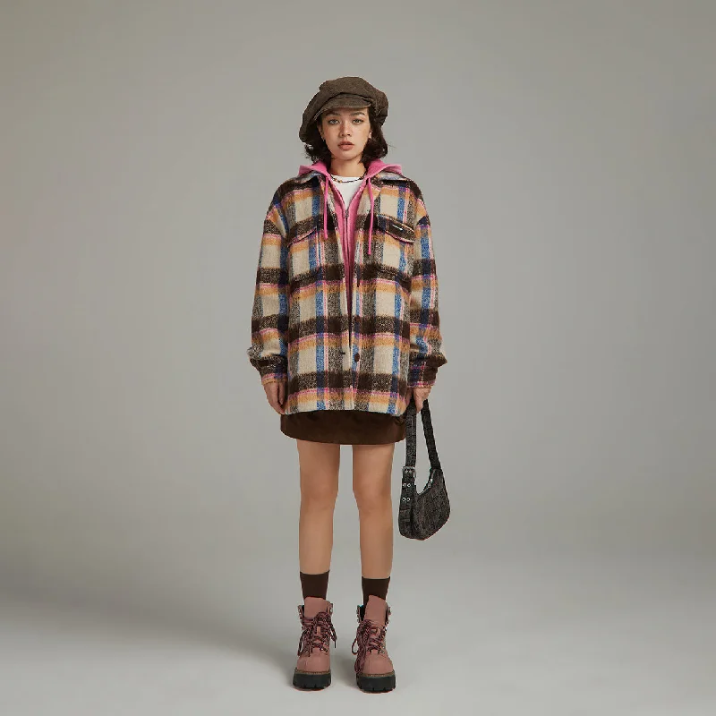 Elegant Wear Multi Color Check Loose Fit Shacket