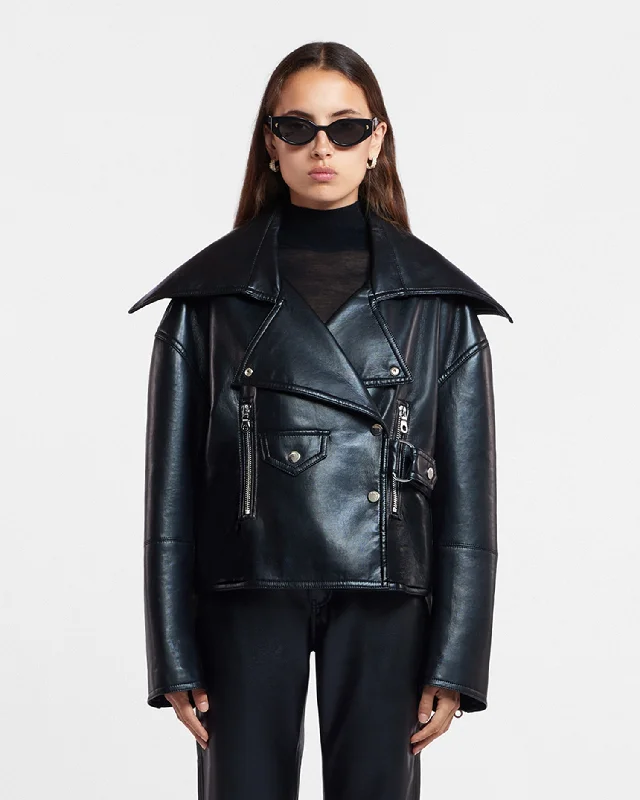 Romantic And Sweet Ado - Regenerated Leather Jacket - Black