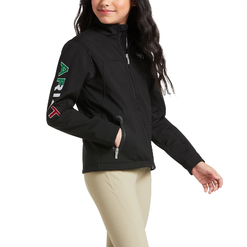 Single-shoulder Neck Design Children's Ariat New Team Softshell MEXICO Jacket #10036550