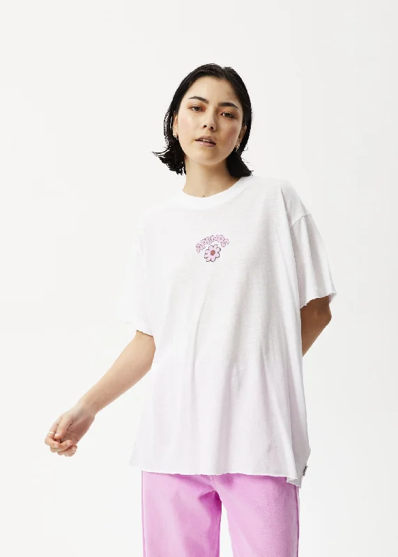 Floral Prints AFENDS Womens Flowers Slay - Oversized Graphic T-Shirt - White