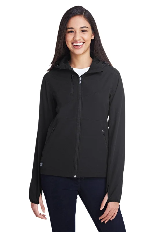 Classic Style Dri Duck Womens Ascent Wind & Water Resistant Soft Shell Full Zip Hooded Jacket - Black Classic Style Dri Duck Womens Ascent Wind & Water Resistant Soft Shell Full Zip Hooded Jacket - Black