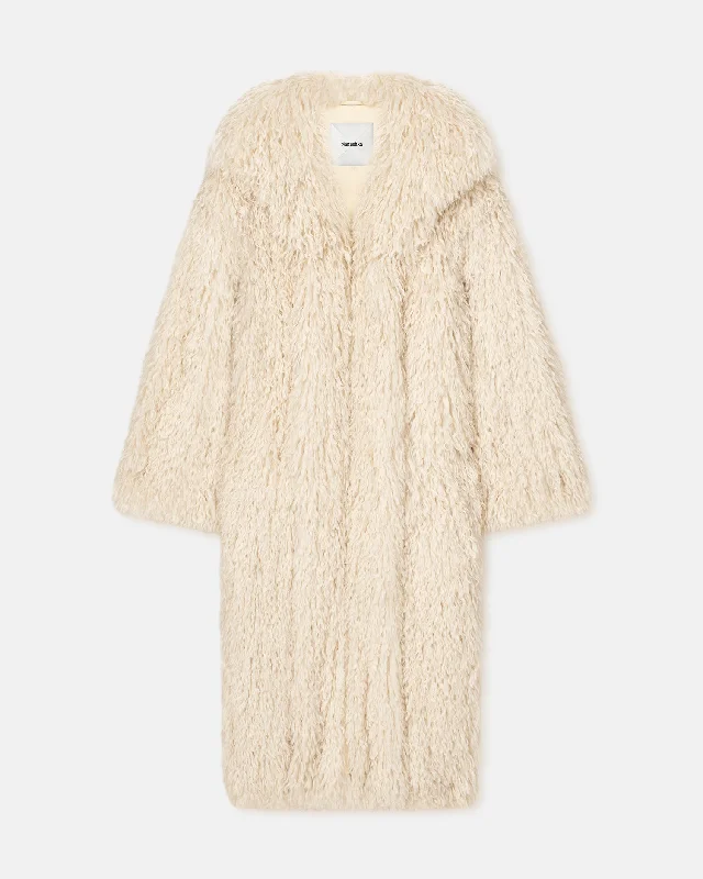 Street Sports Style Kilah - Faux Racka Fur Coat - Creme