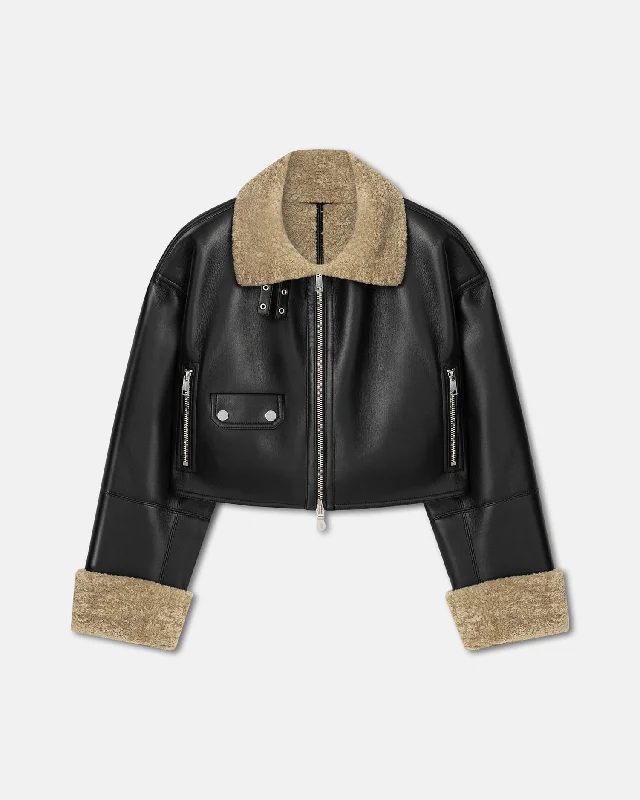 Soft Touch Jemma - Bonded Shearling Jacket - Cornstalk/Black