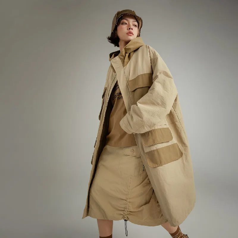 Sports fitness shoes Two Tone Cargo Long Jacket