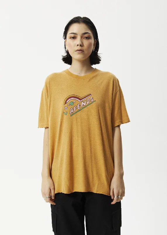 Spring Fashion AFENDS Womens Day Dream Slay - Oversized Graphic T-Shirt - Mustard
