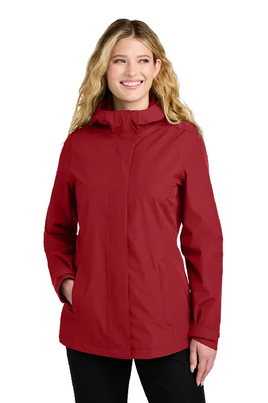 Street Style Port Authority Womens C-FREE Water Resistant Full Zip Hooded Rain Jacket - Rich Red - New Street Style Port Authority Womens C-FREE Water Resistant Full Zip Hooded Rain Jacket - Rich Red - New